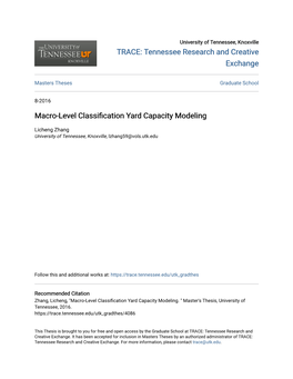 Macro-Level Classification Yard Capacity Modeling