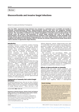 Glucocorticoids and Invasive Fungal Infections