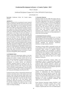 Geothermal Development in Kenya: a Country Update - 2012