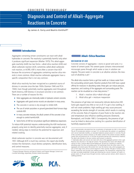 Diagnosis and Control of Alkali-Aggregate Reactions in Concrete