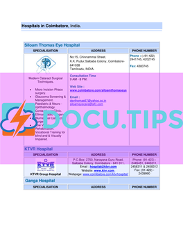 Hospitals in Coimbatore, India