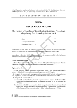 Draft Statutory Instruments