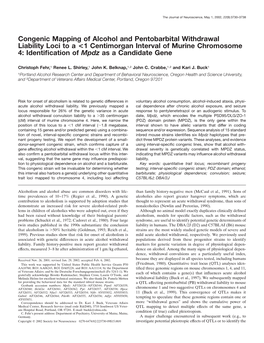 Congenic Mapping of Alcohol And