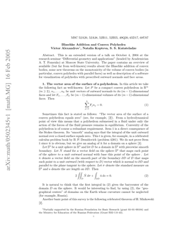 Arxiv:Math/0502345V1 [Math.MG] 16 Feb 2005 Domain Rpia Etr”O Oan Nteerhwoecrauecan Curvature Whose Earth the Russia)