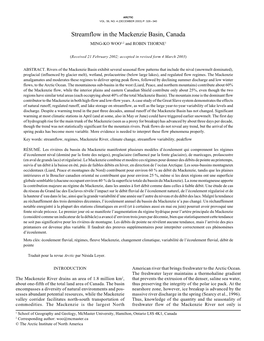 Streamflow in the Mackenzie Basin, Canada MING-KO WOO1,2 and ROBIN THORNE1