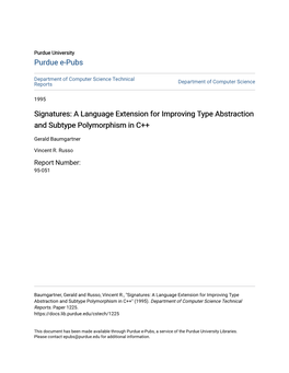 Signatures: a Language Extension for Improving Type Abstraction and Subtype Polymorphism in C++