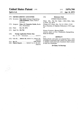 United States Patent (19. 11 3,876,708 Speh Et Al
