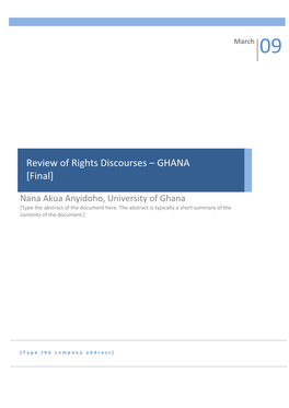 Review of Rights Discourses – GHANA [Draft]