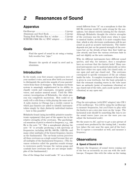 Lab 2 Resonances of Sound