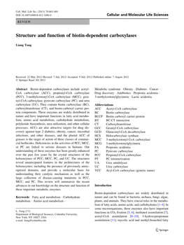 Structure and Function of Biotin-Dependent Carboxylases