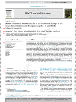 Habitat Preferences and Distribution of The