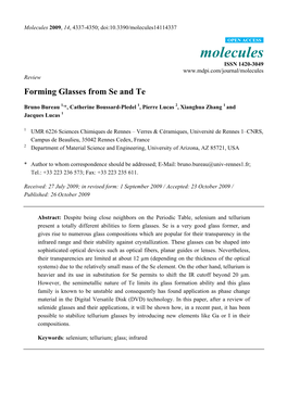 Forming Glasses from Se and Te