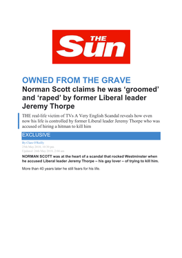 'Raped' by Former Liberal Leader Jeremy Thorpe