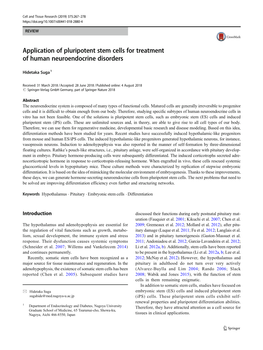 Application of Pluripotent Stem Cells for Treatment of Human Neuroendocrine Disorders