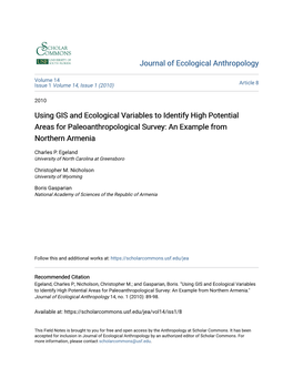 Using GIS and Ecological Variables to Identify High Potential Areas for Paleoanthropological Survey: an Example from Northern Armenia