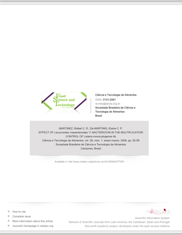 Redalyc.EFFECT of Leuconostoc Mesenteroides 11 BACTERIOCIN