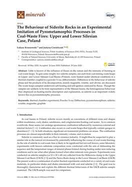 The Behaviour of Siderite Rocks in an Experimental Imitation of Pyrometamorphic Processes in Coal-Waste Fires: Upper and Lower Silesian Case, Poland