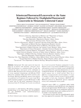 Leucovorin in Metastatic Colorectal Cancer