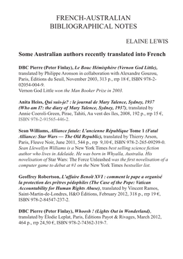 French-Australian Bibliographical Notes