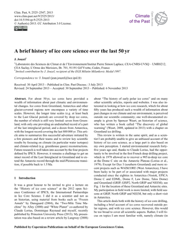 A Brief History of Ice Core Science Over the Last 50 Yr