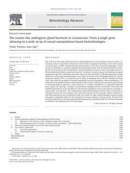 The Insulin-Like Androgenic Gland Hormone in Crustaceans: from a Single Gene Silencing to a Wide Array of Sexual Manipulation-Based Biotechnologies