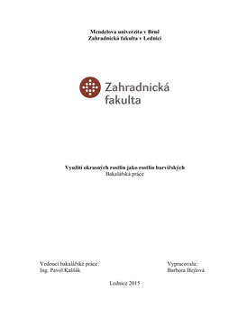 Mendelova Univerzita V Brně Zahradnická Fakulta V Lednici