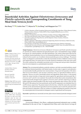 Insecticidal Activities Against Odontotermes Formosanus and Plutella Xylostella and Corresponding Constituents of Tung Meal from Vernicia Fordii