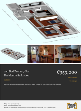 2+1 Bed Apartment for Sale in Lisbon , Portugal
