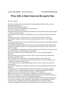 Pray Tell, Is That Jesus on the Party Line