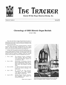 Chronology of OHS Historic Organ Recitals by Earl L