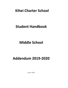 Kihei Charter School Student Handbook Middle School