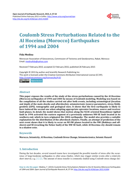 Coulomb Stress Perturbations Related to the Al Hoceima (Morocco) Earthquakes of 1994 and 2004