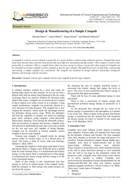 Design & Manufacturing of a Simple Catapult