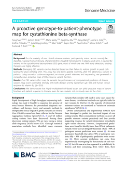 A Proactive Genotype-To-Patient-Phenotype Map for Cystathionine Beta-Synthase