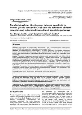 Pumilaside a from Litchi Semen Induces Apoptosis in Human Gastric Cancer BGC823 Cells Via Activation of Death Receptor- and Mitochondria-Mediated Apoptotic Pathways