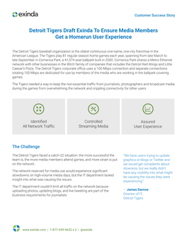 Detroit Tigers Draft Exinda to Ensure Media Members Get a Homerun User Experience