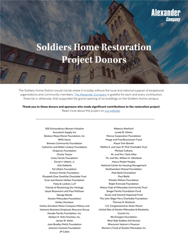 The Soldiers Home District Would Not Be Where It Is Today Without the Local and National Support of Exceptional Organizations and Community Members