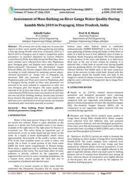 Assessment of Mass Bathing on River Ganga Water Quality During Kumbh Mela 2019 in Prayagraj, Uttar Pradesh, India