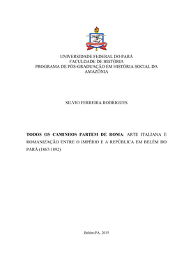 Universidade Federal Do Pará Faculdade De História Programa De Pós-Graduação Em História Social Da Amazônia