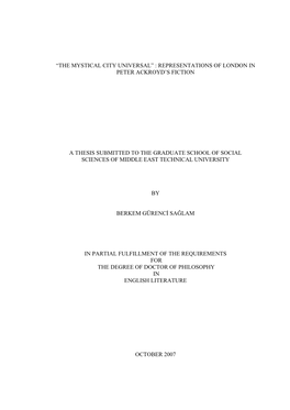 Representations of London in Peter Ackroyd's Fiction