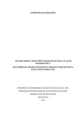 Lindomar Lili Sebastião Mulher Terena: Dos Papéis