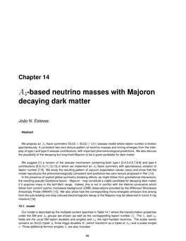 Based Neutrino Masses with Majoron Decaying Dark Matter