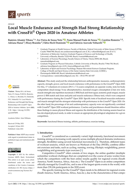Local Muscle Endurance and Strength Had Strong Relationship with Crossfit® Open 2020 in Amateur Athletes