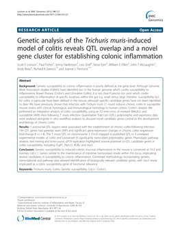 Genetic Analysis of the Trichuris Muris-Induced Model of Colitis