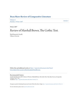 Review of Marshall Brown, the Gothic Text