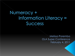 Numeracy Skills Development @ Your Library