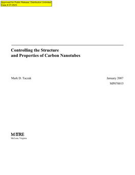 Controlling the Structure and Properties of Carbon Nanotubes