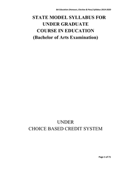 State Model Syllabus for Under Graduate Course in Education