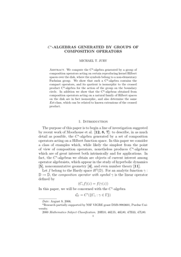 C*-Algebras Generated by Groups of Composition Operators