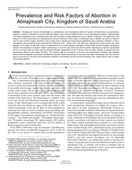 Prevalence and Risk Factors of Abortion in Almajmaah City